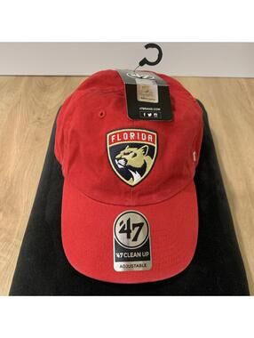 New Florida Panthers NHL '47 Brand Clean Up Red Adjustable Hat NWT